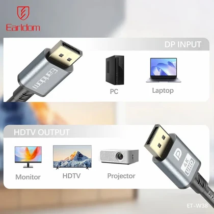 کابل DisplayPort به HDMI 4K ارلدام Earldom مدل ET-W38 طول 3 متر