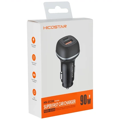 شارژر فندکی فست شارژ هایکو استار Hicostar مدل HS-CC26 توان 90 وات