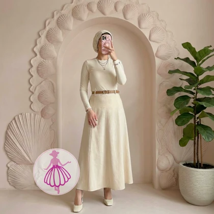 دامن لینن نیم کلوش بلند در رنگبندی متنوع