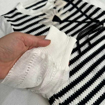 بلوز بافت مجلسی دخترانه آستین توری