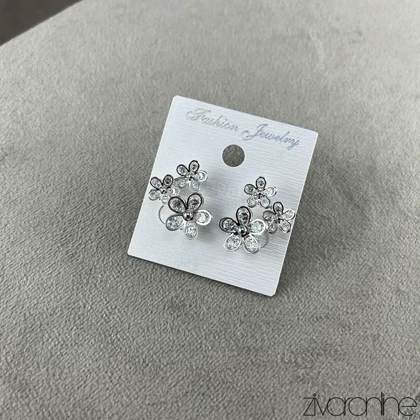 گوشواره زنانه مدل گل نگین کریستالی 20376