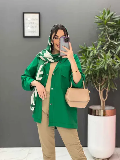 مانتو لینن دو جیب پاکتی