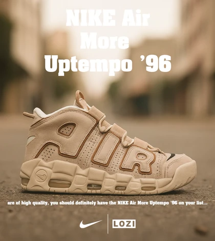 کفش کتانی مردانه و زنانه کرم قهوه ای NIKE Air More Uptempo '96 مدل 6491