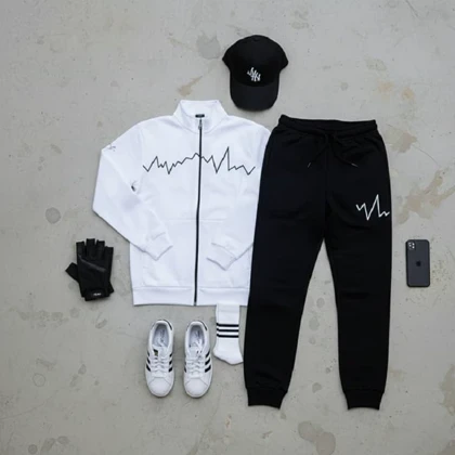 ست سویشرت شلوار مردانه سفید مدل EKO