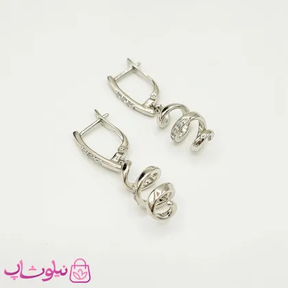 گوشواره زنانه ژوپینگ مدل مارپیچ نقره ای