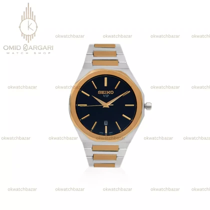 ساعت مچی سیکو سیلورطلایی صفحه مشکی Seiko VIP