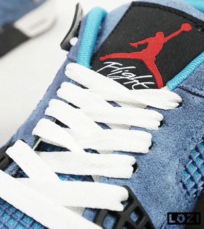 کفش کتانی ساق‌دار مردانه آبی سفید Nike air jordan 4