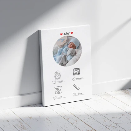 تابلو سفارشی نوزاد با طرح قلبی و دایره ای