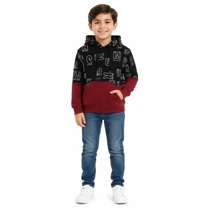 هودی پسرانه دو رنگ طرح دار