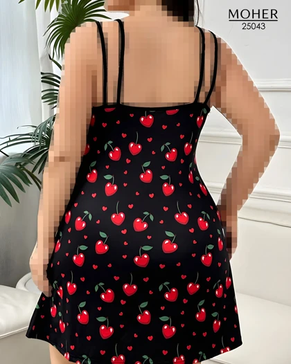لباس خواب سایز بزرگ طرح گیلاس قلبی