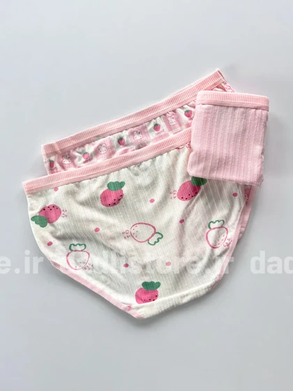 شورت اسلیپ نخ پنبه عروسکی طرح خرس و توت فرنگی