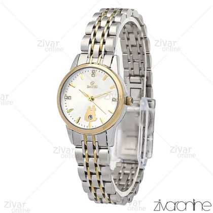 ساعت داتیس زنانه طلایی نقره ای صفحه سفید ایندکس خطی 106940