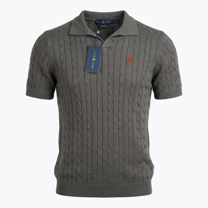 تیشرت یقه شکاری طرح مارپیچ برند Polo Ralph Lauren