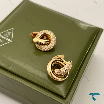 گوشواره طلایی نگین‌دار طرح سلین Ghoshvareh-8545-L