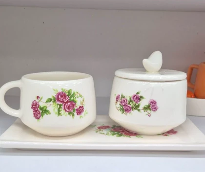 ست چای خوری تک نفره گل سرخی
