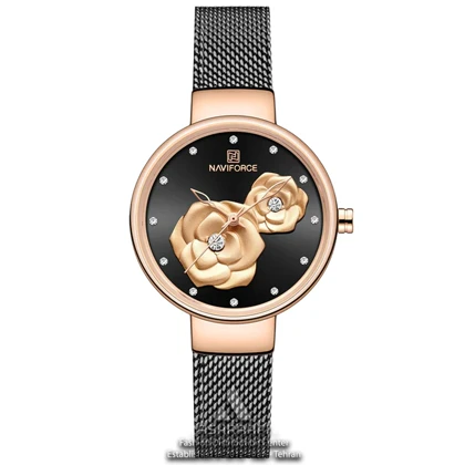 ساعت زنانه نیوی فورس صفحه گل‌دار مدل Naviforce NF5013L