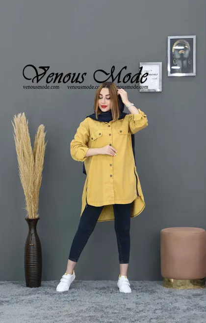 شومیز جین بغل زیپ رنگی