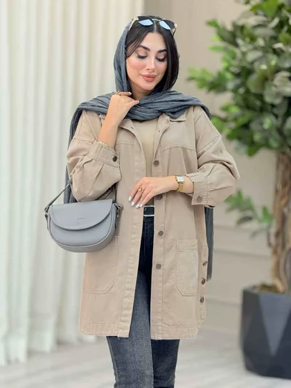 مانتو کتان بغل سه دکمه جیب پایین