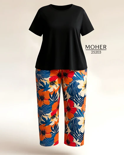 ست لباس راحتی زنانه سایز بزرگ گل‌دار