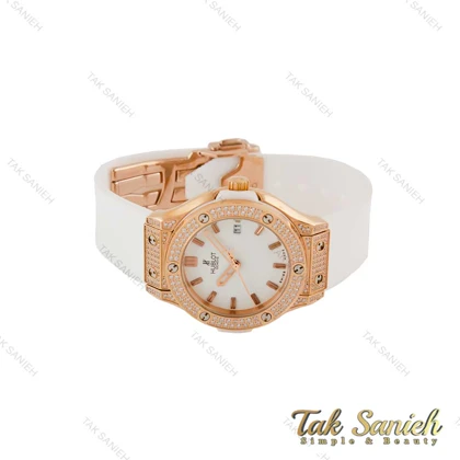ساعت هابلوت زنانه فول نگین سفید قاب رزگلد Hublot-5134-L
