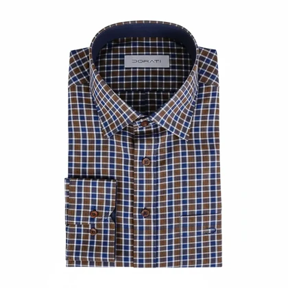 پیراهن مردانه رسمی چهارخونه آبی C30