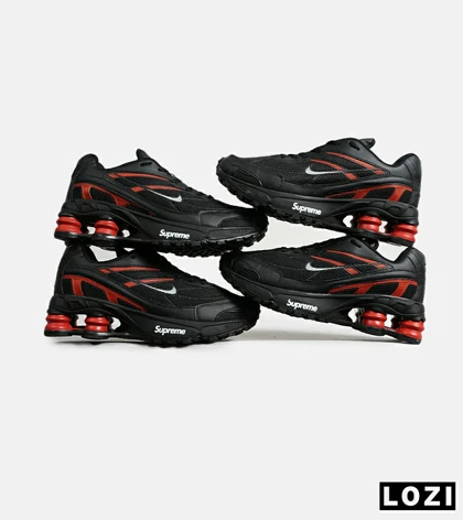 کفش کتانی مردانه مشکی قرمز نایک NIKE x SUPREME shox ride 2