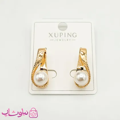 گوشواره زنانه ژوپینگ مدل طلایی مرواریدی