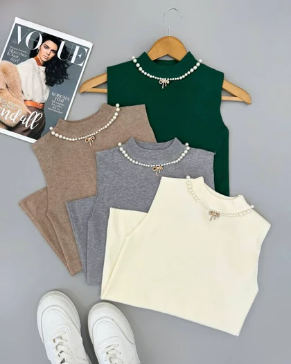 تاپ بافت یقه مرواریدی کد 4442