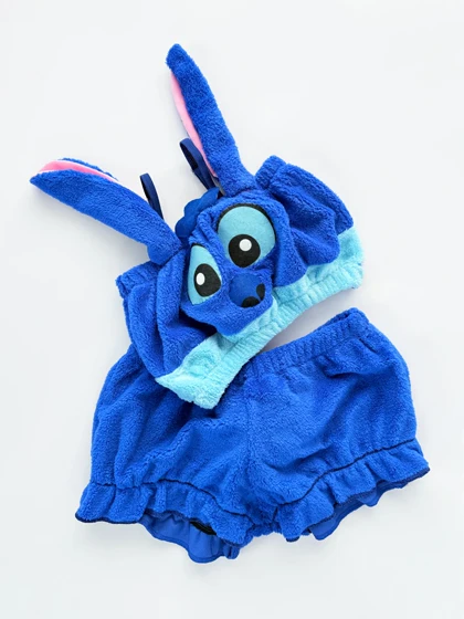 ست نیم‌تنه و شورتک حوله ای طرح استیج