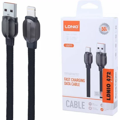 کابل آیفون لایتنینگ الدنیو LDNIO مدل LS211 توان 50 وات 1 متر