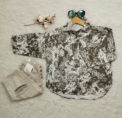 شومیز باکسی طرح ایتالیایی زنانه کد 403019