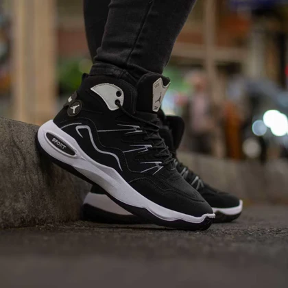 کتانی جردن ساق‌دار مشکی بزرگپا کد 6010