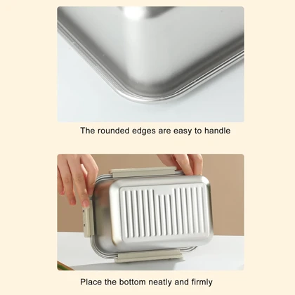 ظرف نگهدارنده غذا فریزری استیل مستطیل قفل دار