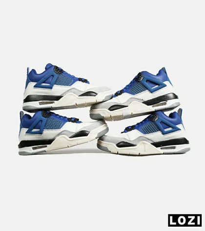 کتانی ساق‌دار زنانه و مردانه آبی سفید Nike air jordan 4 مدل 7116