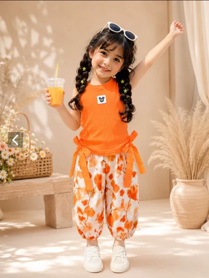 ست کراپ و شلوار گل‌دار