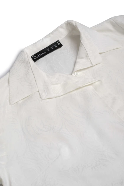 شومیز ساتن ژاکارت - 3152