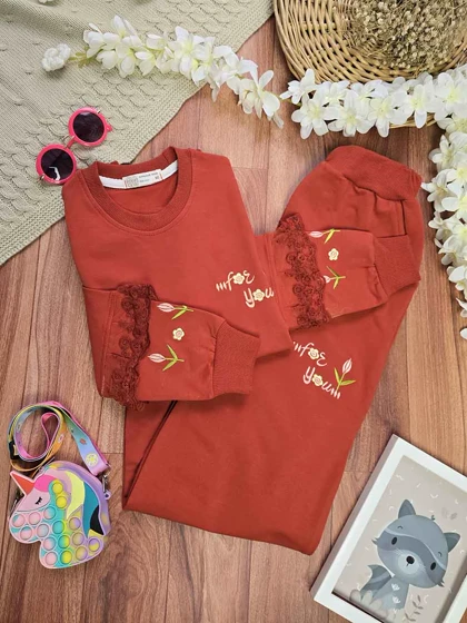 بلوز شلوار دخترانه طرح لاله گلدوزی