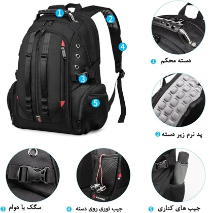 کیف مدرسه کوله پشتی لپ تاپ 17 اینچ اورجینال بنج BANGE 1901