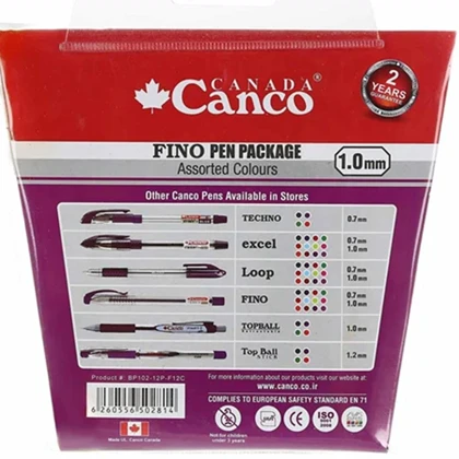 خودکار 12 رنگ کنکو Canco مدل Fino نوک ساچمه ای 1 میلی متر