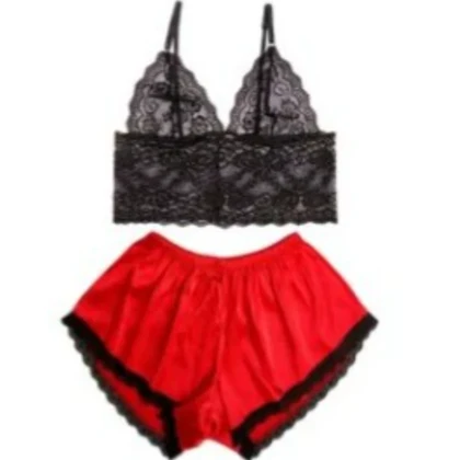 لباس خواب ساتن زنانه رنگ قرمز