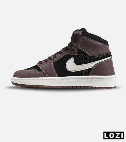 کفش کتانی ساق‌دار مردانه و زنانه قهوه ای سفید مشکی NIKE travis scott مدل 8796