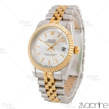 ساعت رولکس دیت جاست زنانه صفحه نقره ای ایندکس خطی مدیوم 104729