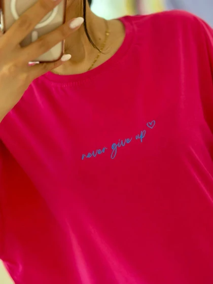 تیشرت باکسی زنانه گلدوزی شده طرح never