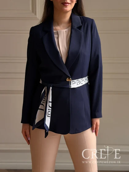 مانتو کتی تک دکمه کمردار طرح دیور