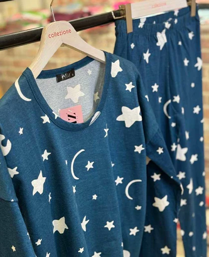 بلوز شلوار زنانه طرح ماه و ستاره کد 1201-15