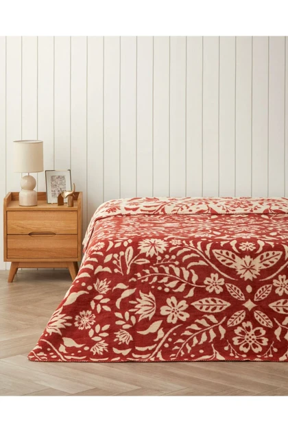 پتو یک نفره English Home مدل Alora آکریلیک - آجری