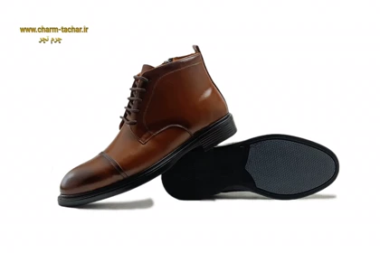 نیم بوت مردانه بندی بغل زیپ‌دار چرم طبیعی si174