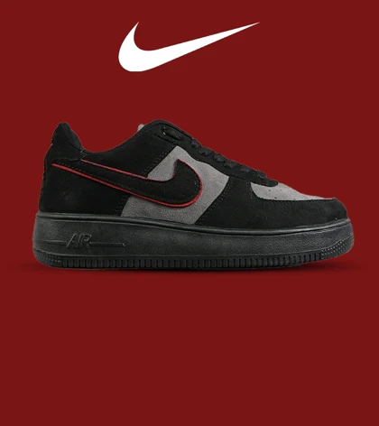 کفش مردانه و زنانه مشکی طوسی قرمز NIKE AIR FORCE مدل 7443