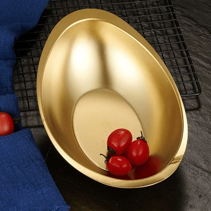 کاسه قایقی سالاد گود استیل طلایی در سه سایز