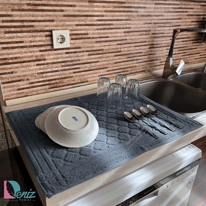 نمگیر ظروف آشپزخانه طرح خشتی رنگ نوک مدادی
